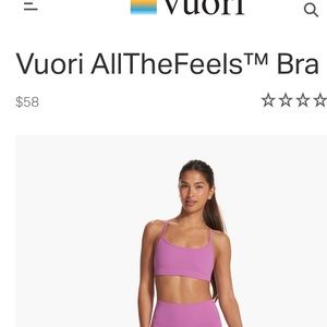 Vuori All The Feels Bra Pink XS